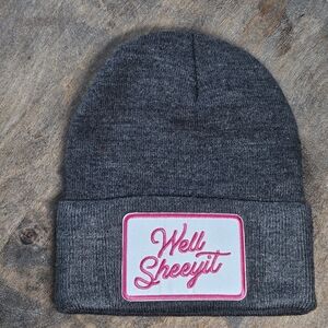 NWT Grey Beanie With Embroidered Patch